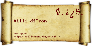 Villi Áron névjegykártya
